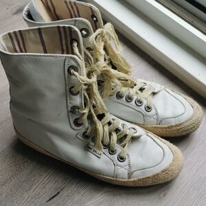White Lace-Up High-Top Women's Boots - Casual Espadrille Style